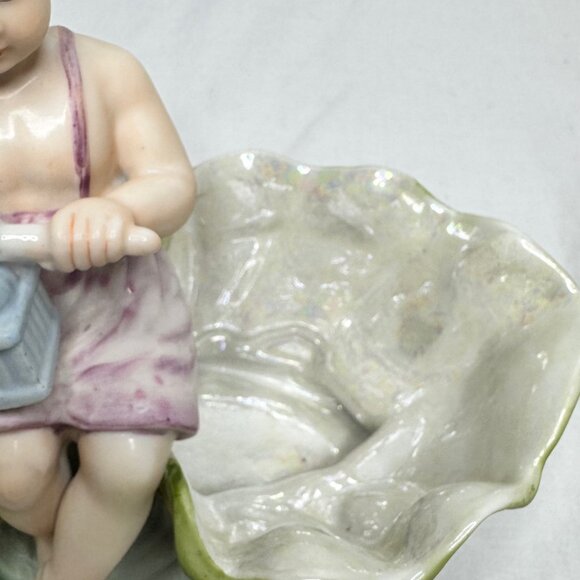 Lefton Girl on Water Lilly Vintage Hand Painted Japan Lustreware - Picture 8 of 8